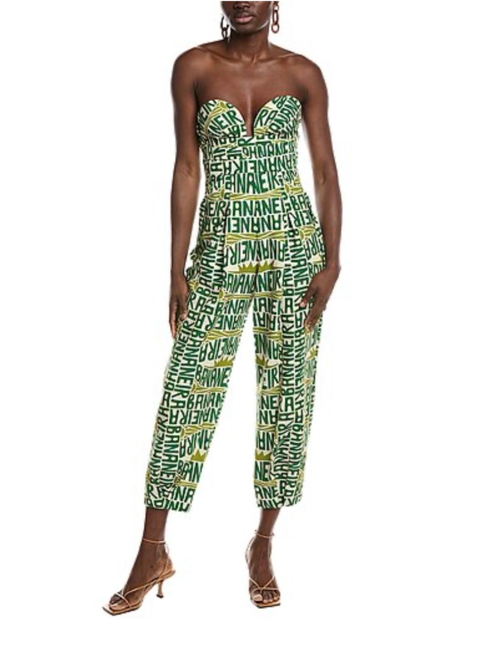 NWT • Farm Rio • Banana Typography Linen Jumpsuit • Sz XS